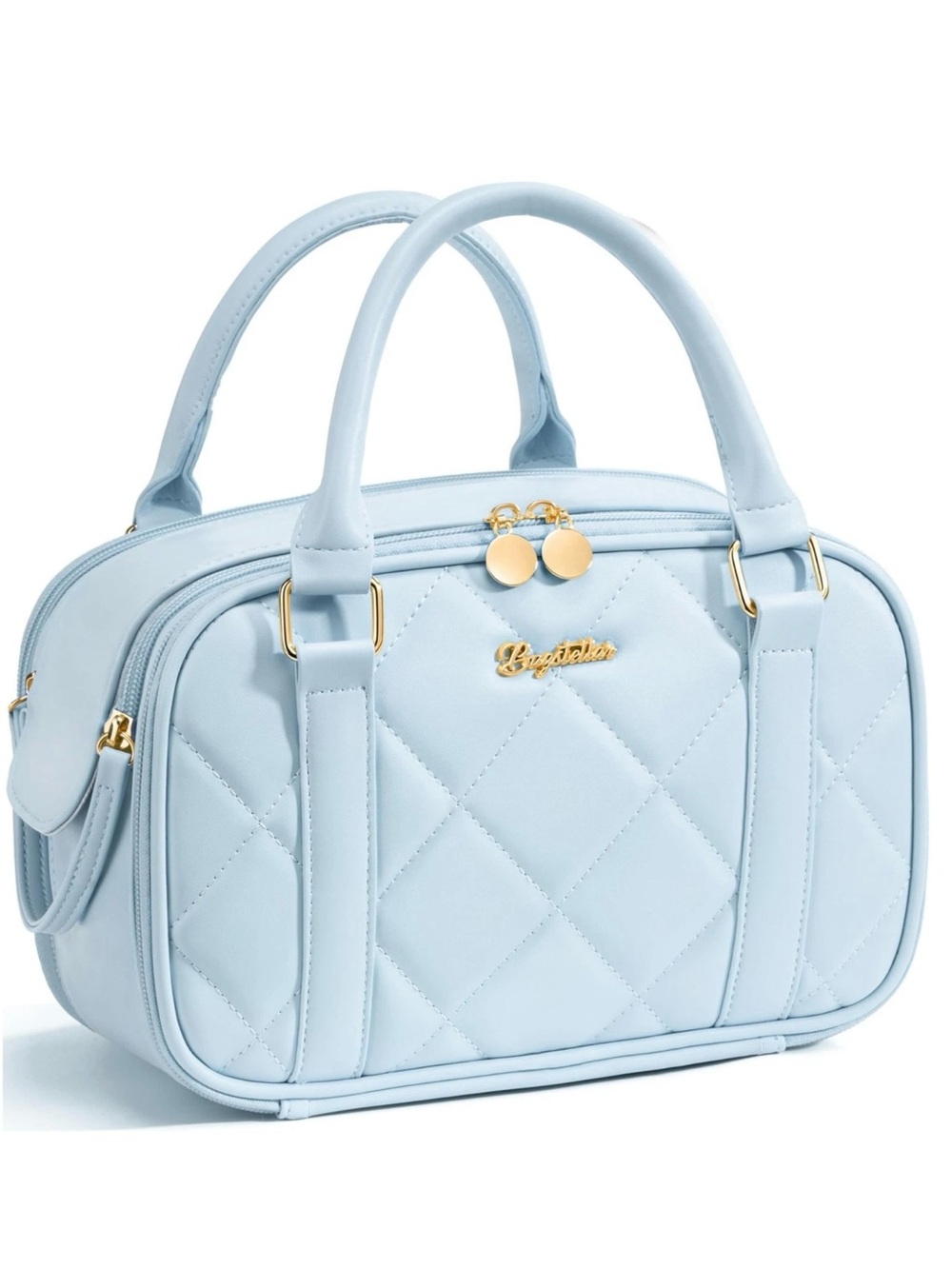 Bagstellar Travel Makeup Bag, Large Capacity Quilted Toiletry Bag for Blue New